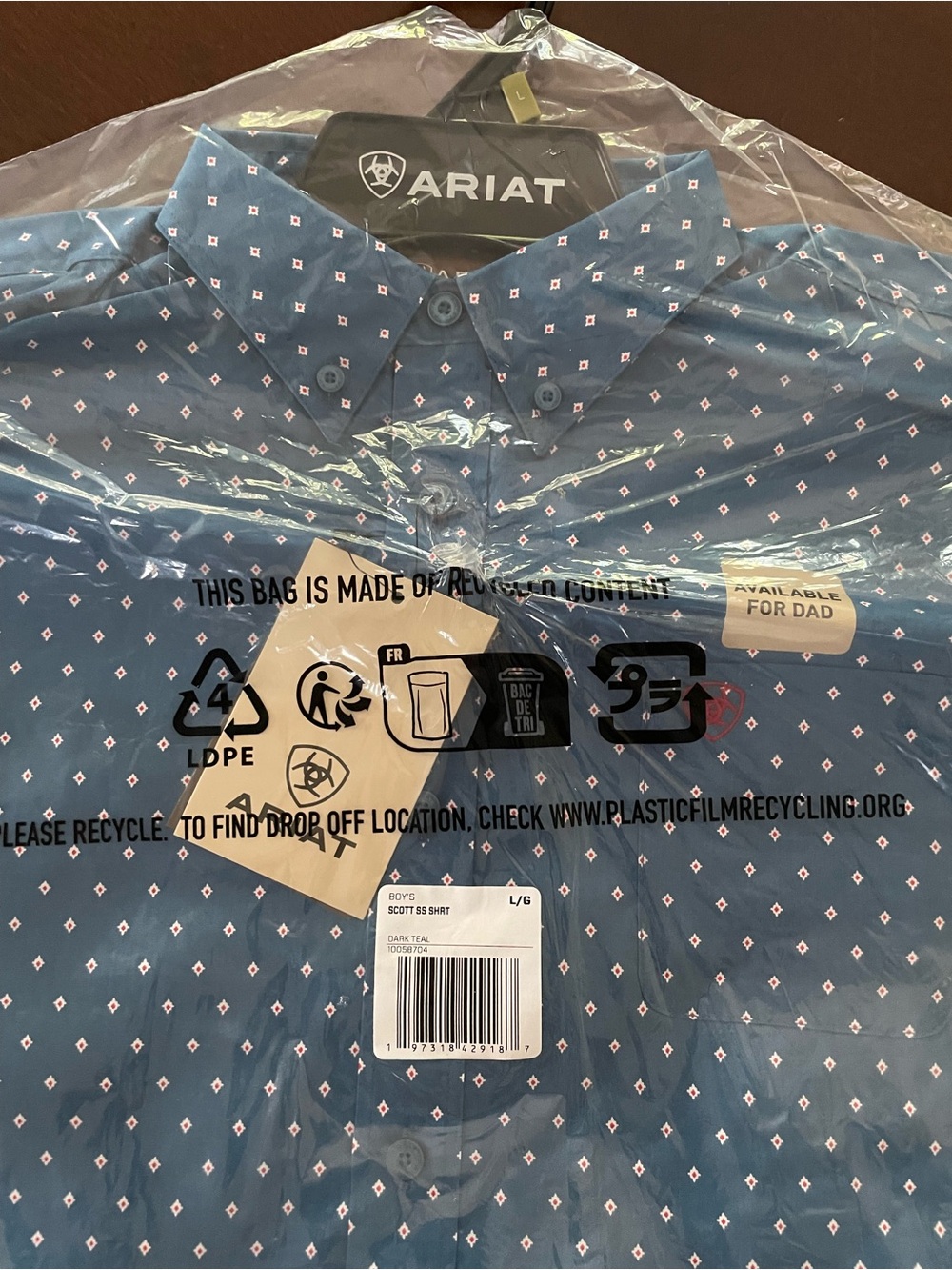 Ariat Blue Diamond-Print Kids Button-Down Shirt